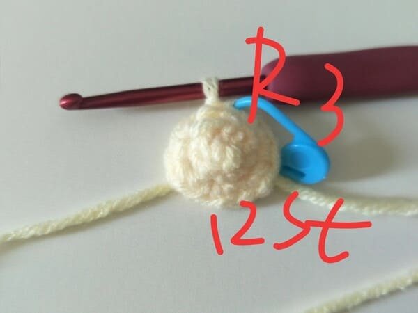 12 st for R3 for hand