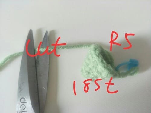 18 st for R5 and cut yarn end