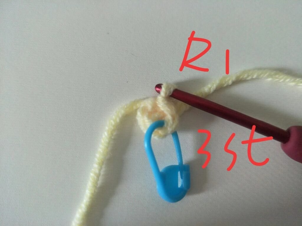 3 st for R1 for hand