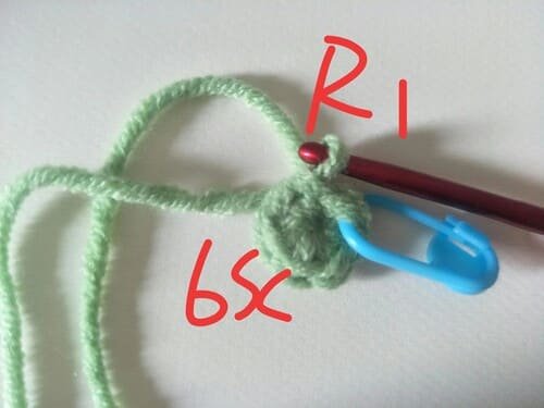 6sc for magic ring -foot