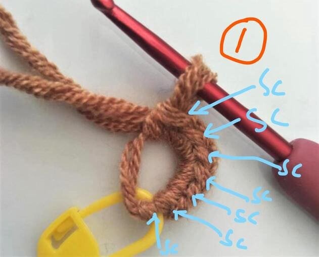 Crochet Bear Pattern- magic ring -7sc