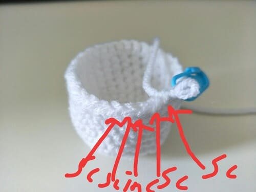 crochet R11 order 2sc inc 2sc