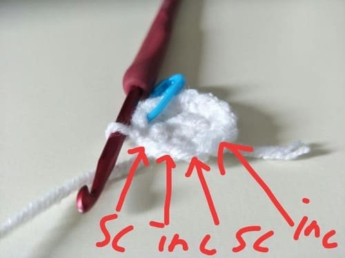 crochet R3 order sc inc