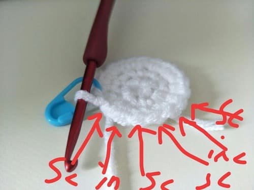 crochet R4 order sc inc sc