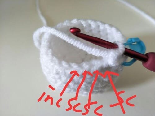 crochet R10 order 3sc inc