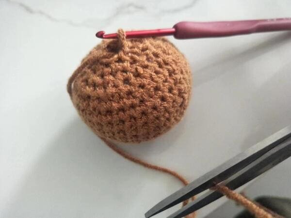 slip stitch and cut yarn end for R15