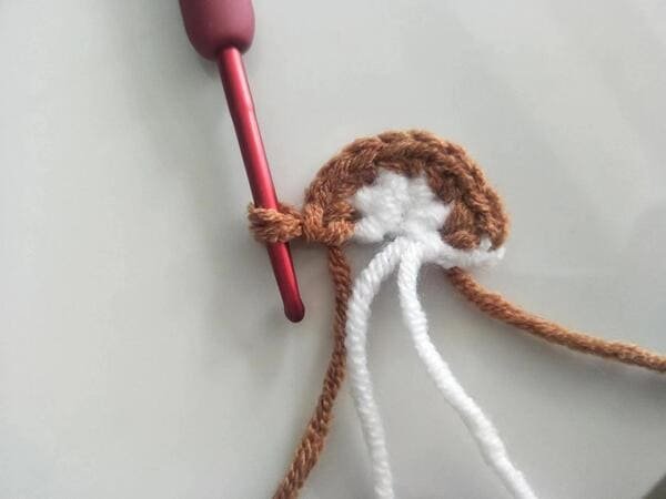 use brown yarn with inc for R2