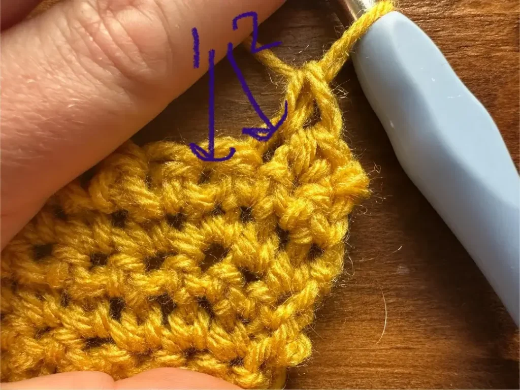 which hole to single crochet into