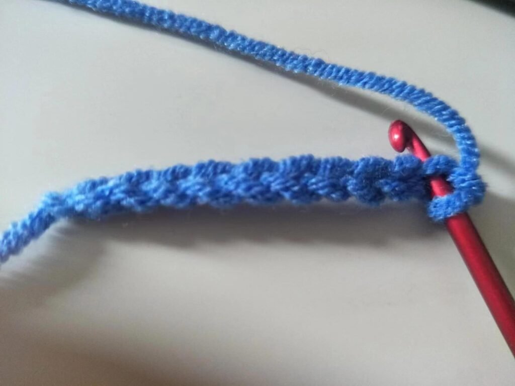 Hook onto the second chain stitch