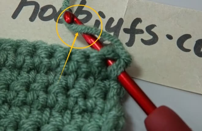 Yarn over (wrap the yarn over the hook).