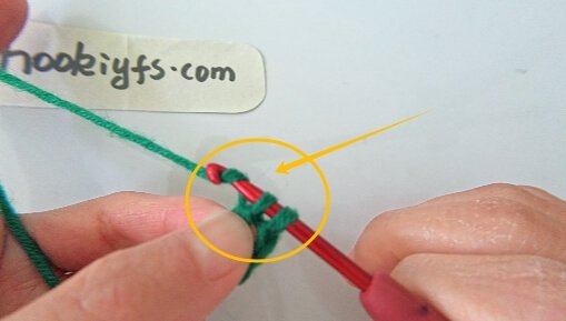 Wrap yarn around hook
