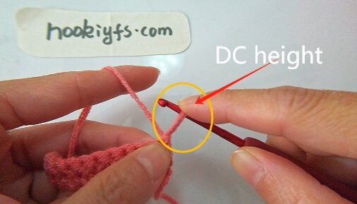 height of a double crochet.