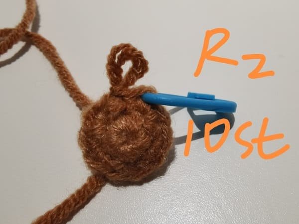 10 stitches for round 2 for teddy bear crochet