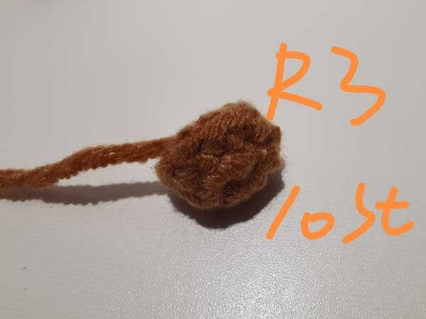 10 stitches for round 3 for teddy bear crochet