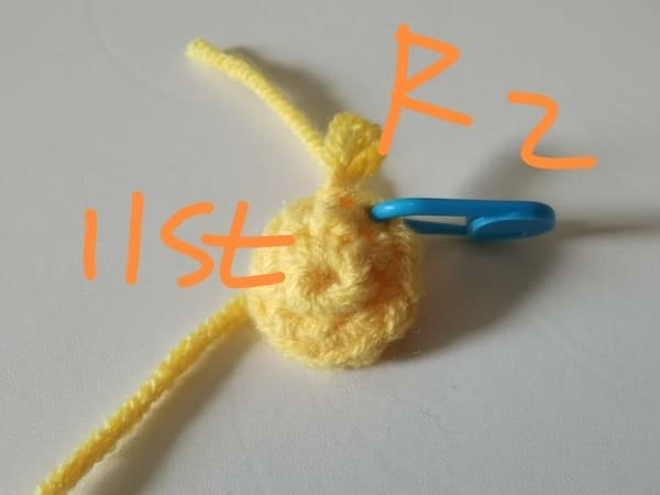 11 stitches for round 2 for mango crochet