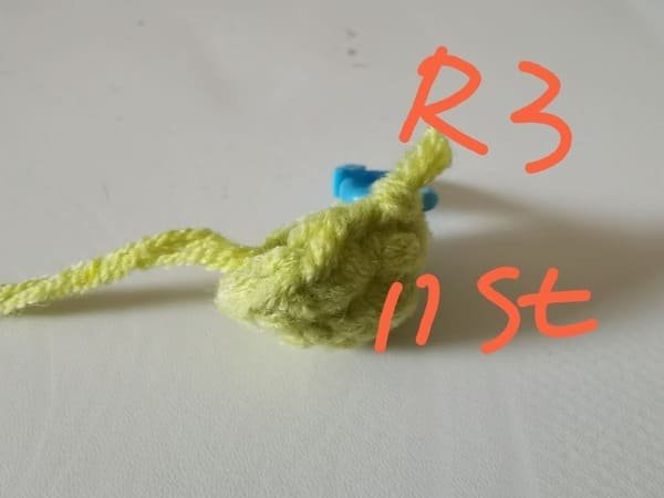 11 stitches for round 3 for snake crochet pattern