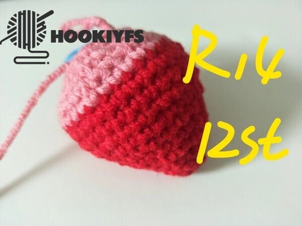 12 stitches for round 14 of strawberry crochet
