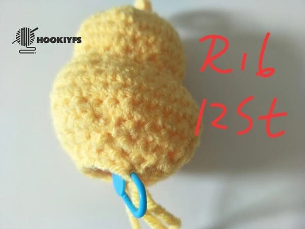 12 stitches for round 16 for duck crochet