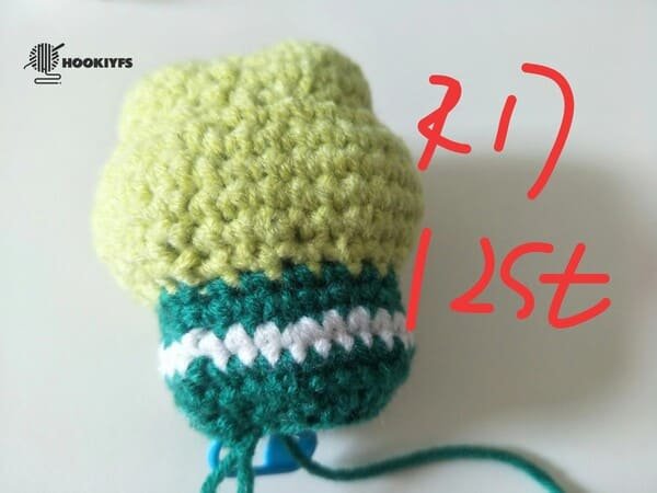 12 stitches for round 17 for crochet frog pattern