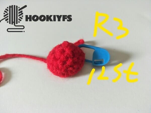 12 stitches for round 3 of strawberry crochet