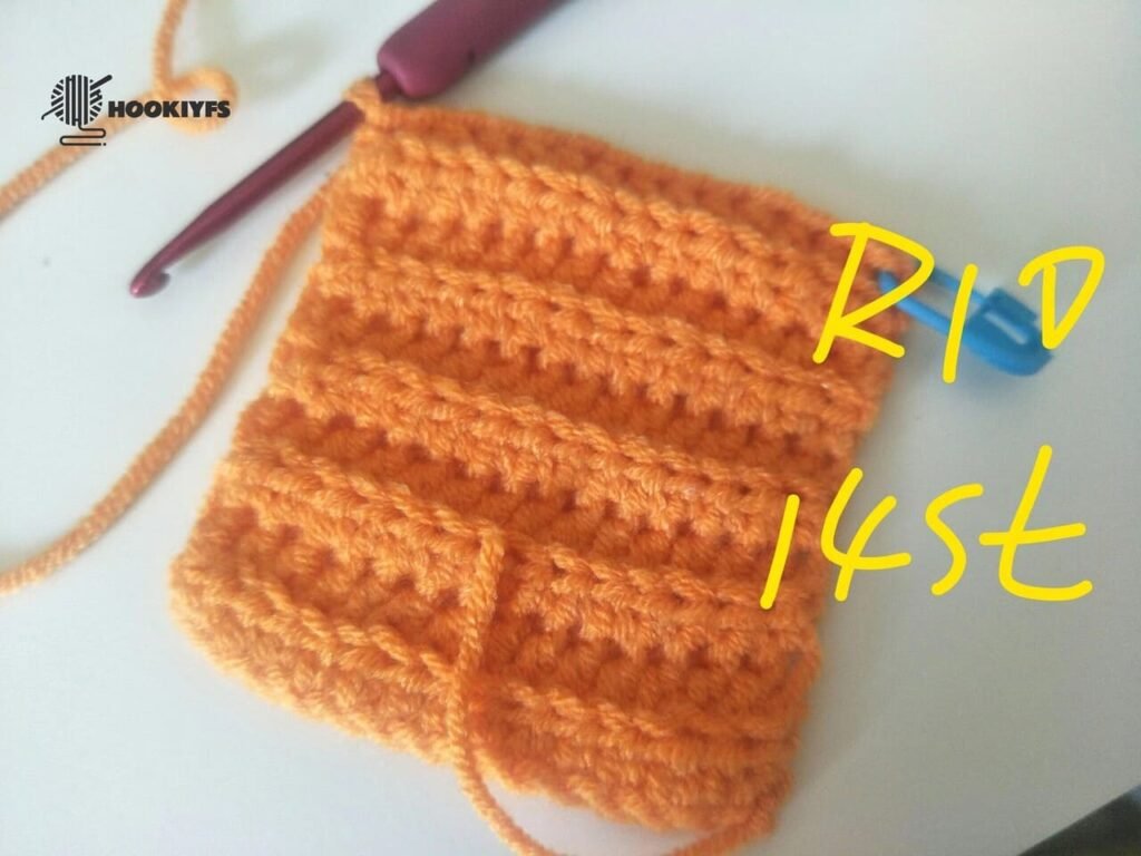 14 stitches is completed for round 10 for crochet pumpkin pattern