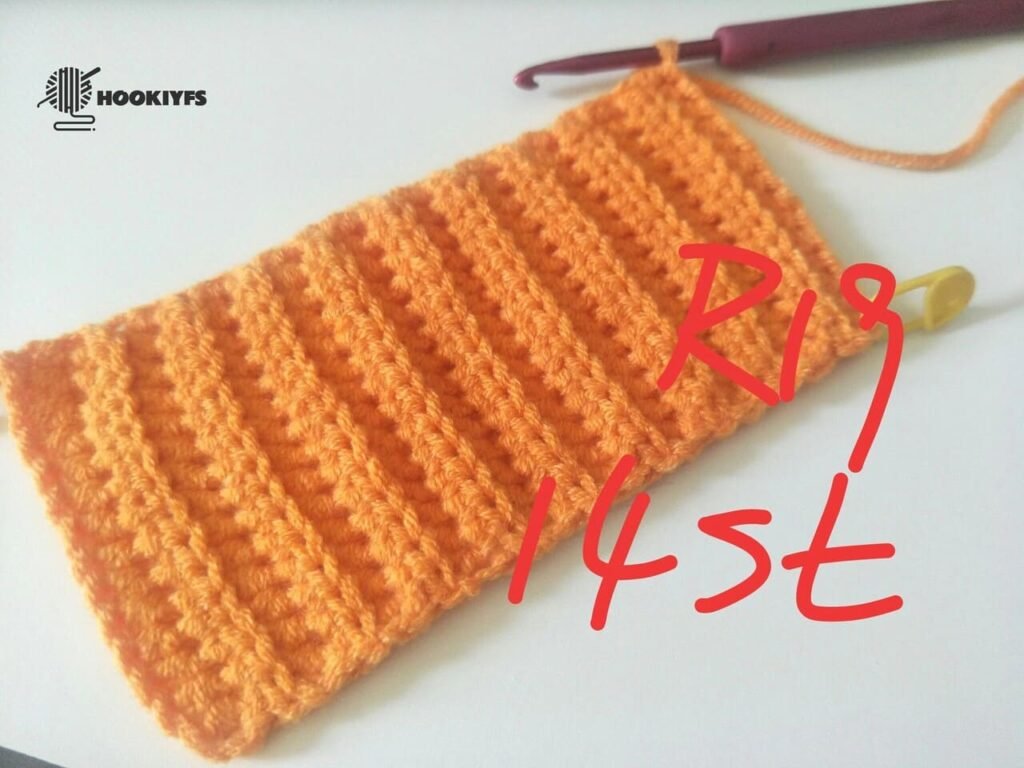 14 stitches is completed for round 19 for crochet pumpkin pattern