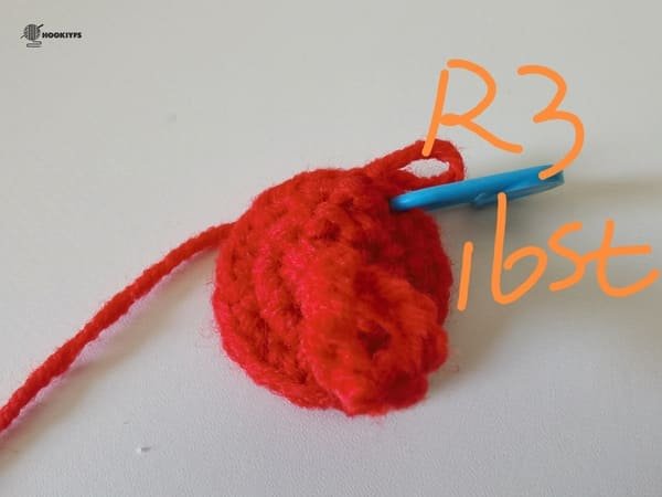 16 stitches for round 3 for mushroom crochet pattern