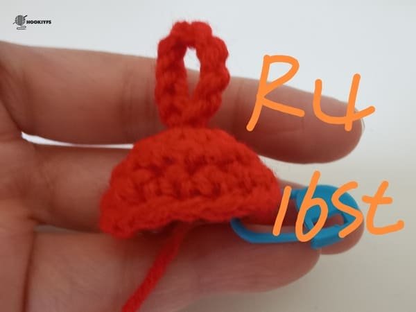 16 stitches for round 4 for mushroom crochet pattern