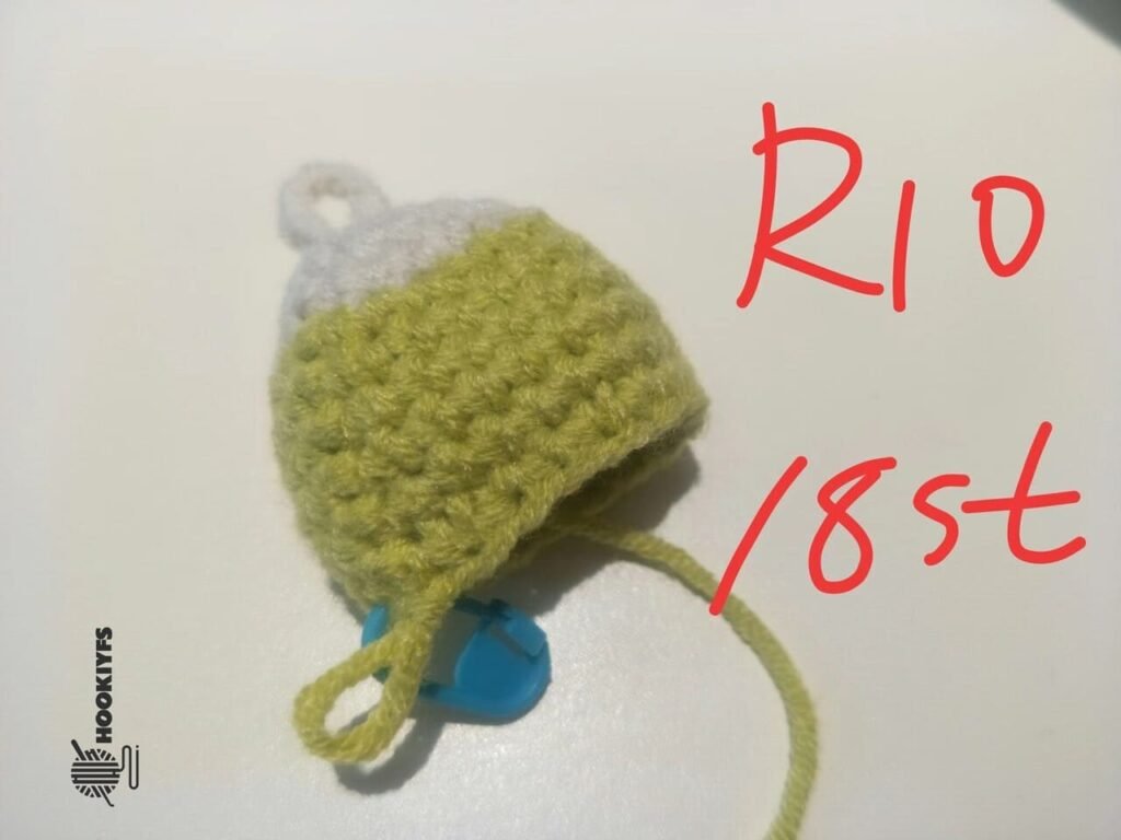18 stitches for Round 10 for fish crochet