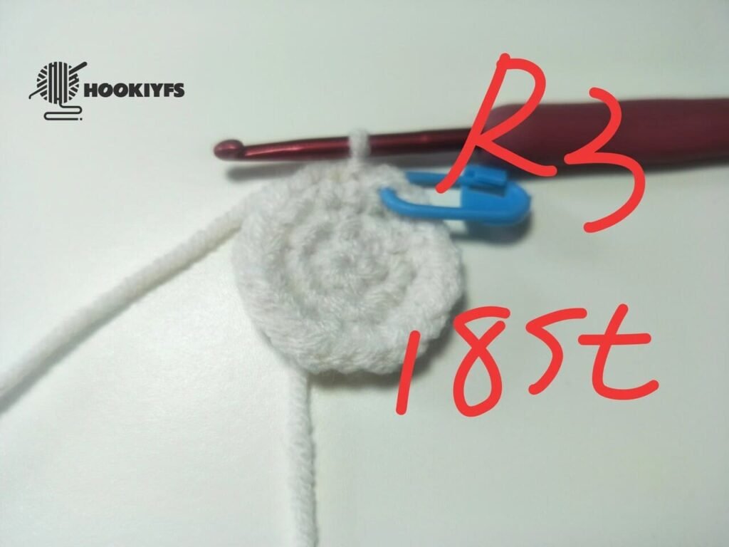 18 stitches for Round 2 for fish crochet
