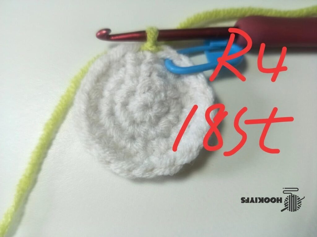 18 stitches for Round 4 for fish crochet