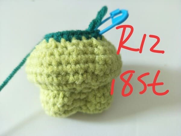 18 stitches for round 12 for crochet frog pattern