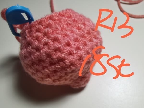 18 stitches for round 13 for crochet peach pattern