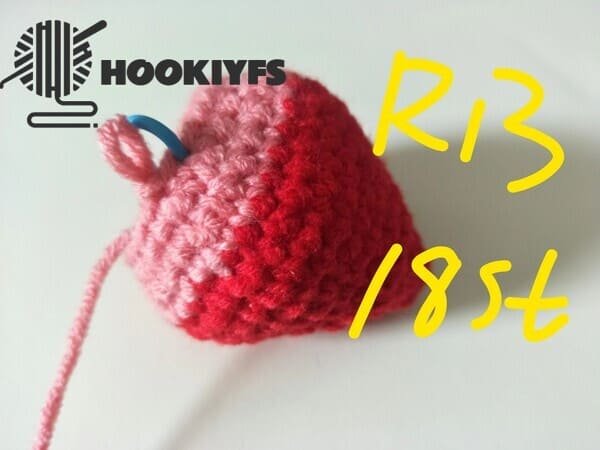 18 stitches for round 13 of strawberry crochet