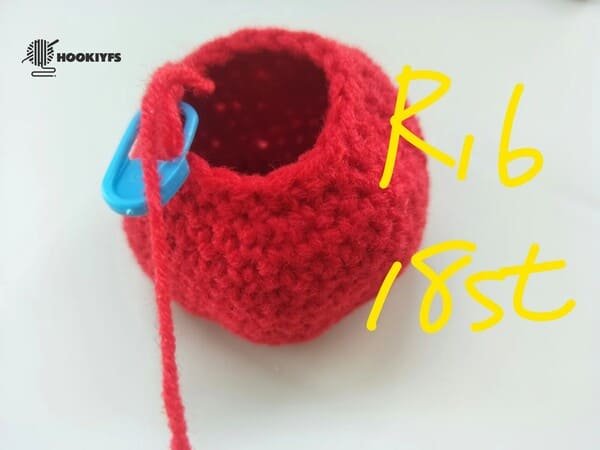 18 stitches for round 16 for apple crochet