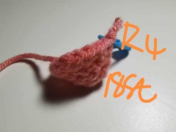 18 stitches for round 4 for crochet peach pattern