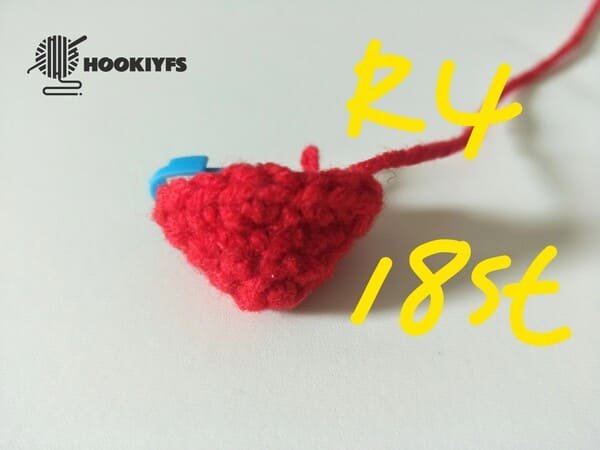 18 stitches for round 4 of strawberry crochet