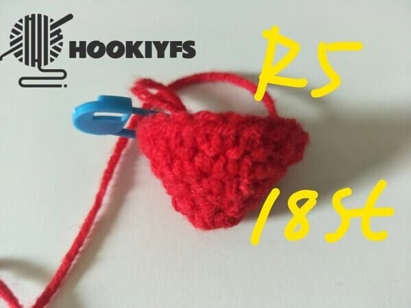 18 stitches for round 5 of strawberry crochet