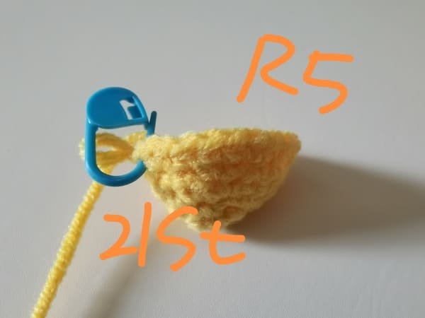 21 stitches for round 5 for mango crochet