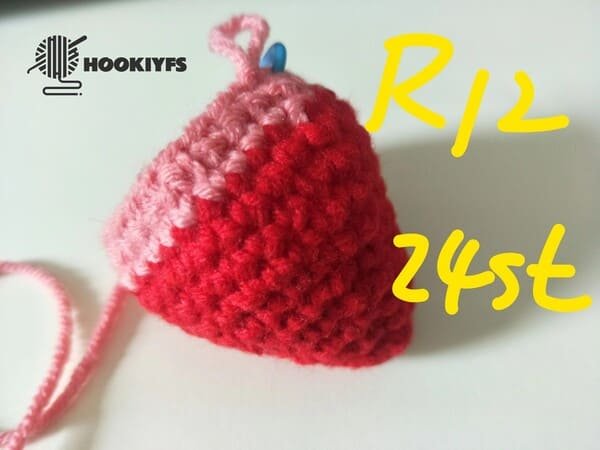 24 stitches for round 12 of strawberry crochet