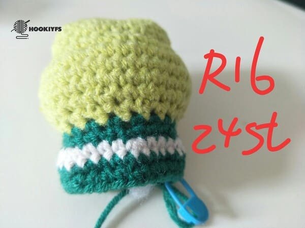 24 stitches for round 16 for crochet frog pattern