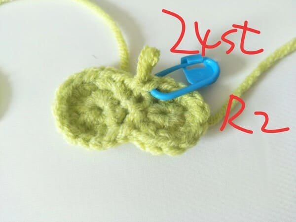 24 stitches for round 2 for crochet frog pattern
