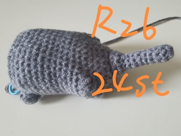 24 stitches for round 26 for elephant crochet