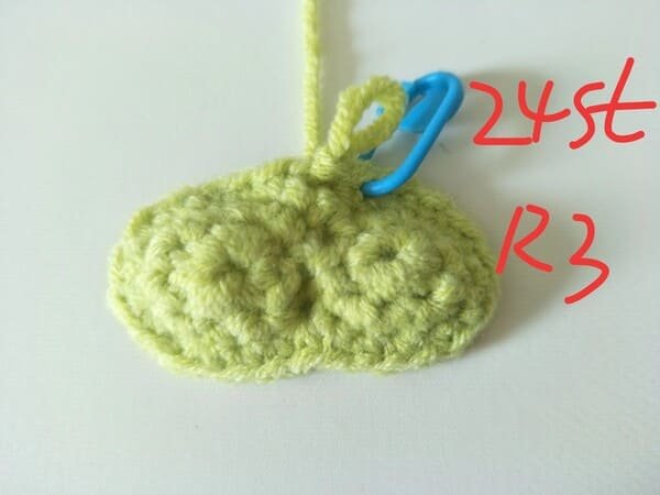 24 stitches for round 3 for crochet frog pattern