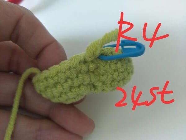 24 stitches for round 4 for crochet frog pattern