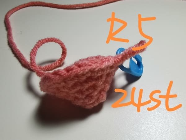 24 stitches for round 5 for crochet peach pattern
