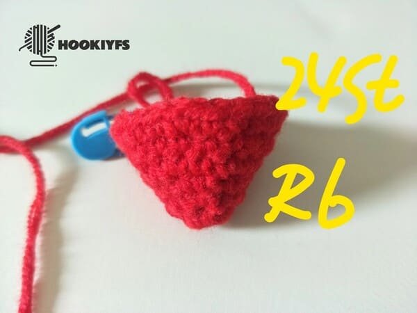 24 stitches for round 6 of strawberry crochet