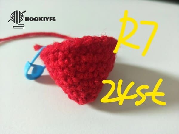 24 stitches for round 7 of strawberry crochet
