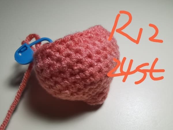24 stitches for round 12 for crochet peach pattern