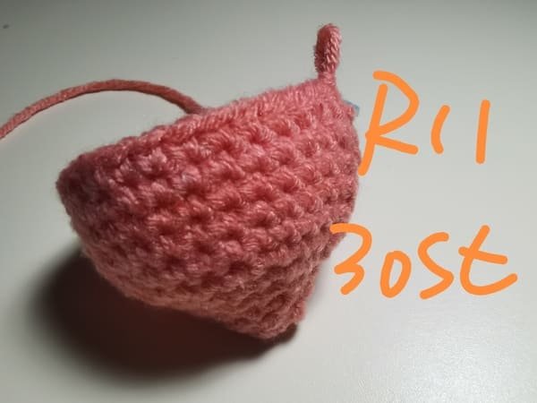 30 stitches for round 11 for crochet peach pattern